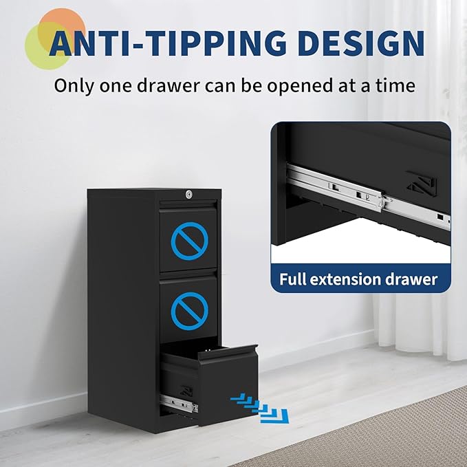 3-Drawer Metal File Cabinet - Image 3