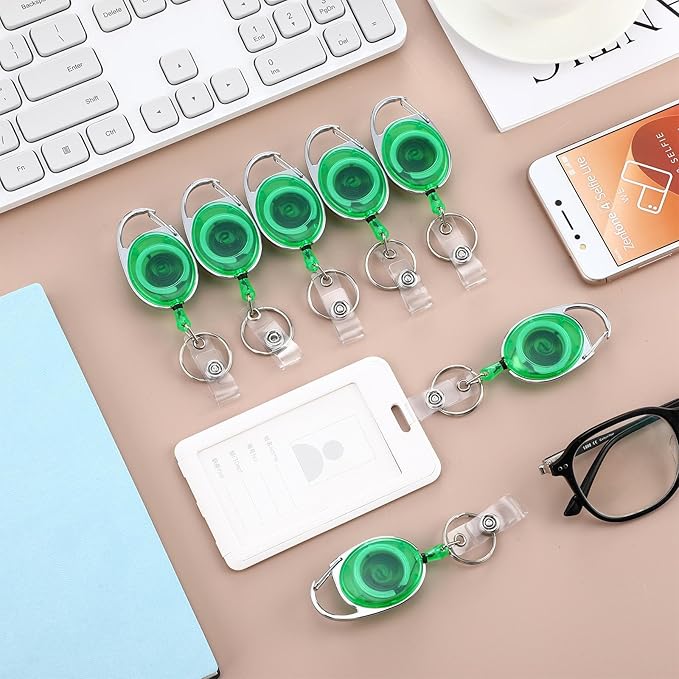 Laumoi 80 Packs Retractable ID Badge Holder Name ID Badge Reel Clips Keychain - Image 5