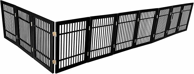 Pet Dog Gate Strong and Durable Freestanding Folding Acacia Hardwood Portable - Image 9