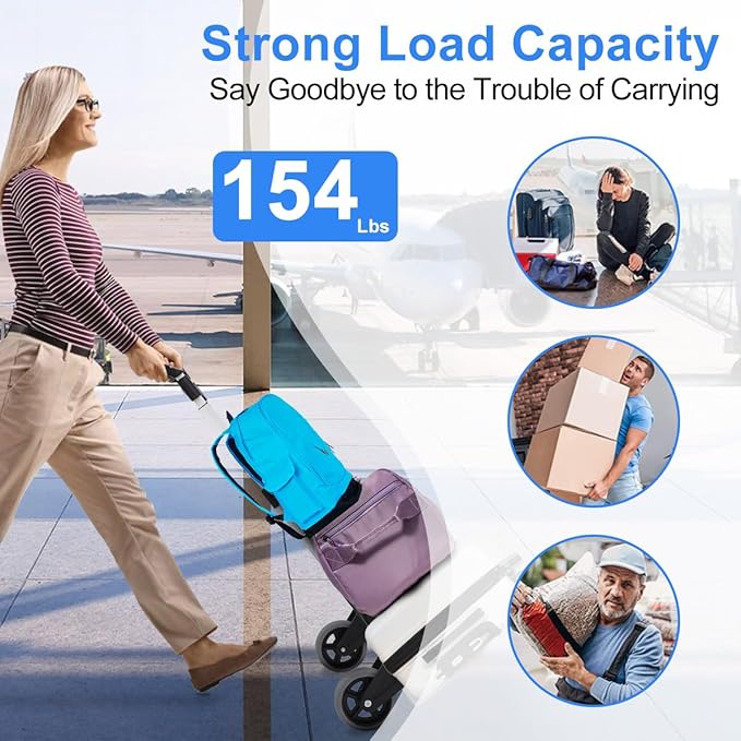 Folding Hand Truck Aluminum Portable Folding Hand Cart 155lbs Capacity Hand - Image 2