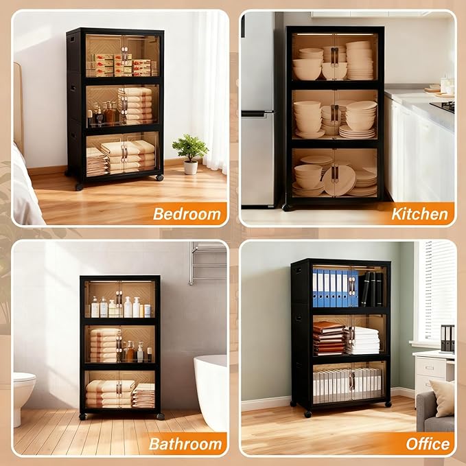 Collapsible Storage Bins with Lids&Wheels-192QT Stackable Plastic Containers - Image 5