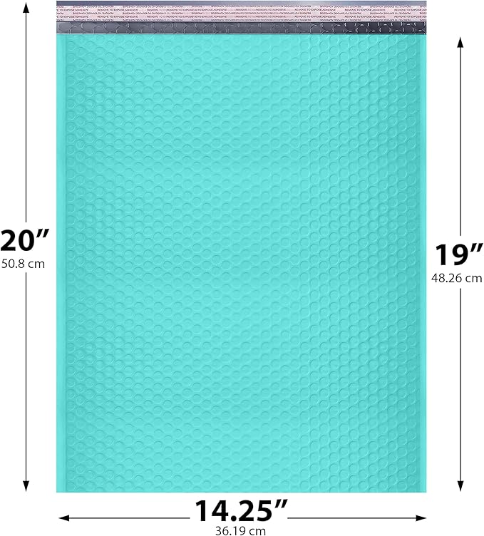 Teal Extra Large Poly Bubble Mailers 14.25x20 inch #7 | Self Seal Large Padded - Image 2
