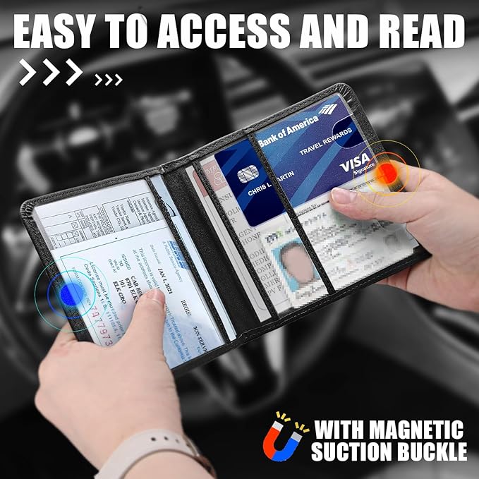 Leather Car Registration and Insurance Cards Holder Compatible - Image 4