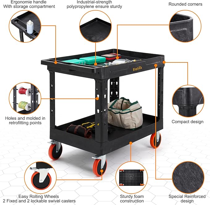 ELAFROS Extra Large Heavy Duty Utility Cart 39.9 x 24.6 Inch - Image 3