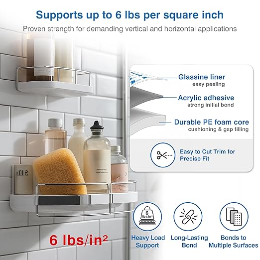 Double-Sided Removable Tape – 1" x 16.5 FT Heavy Duty PE Foam Mounting Tape - Image 3