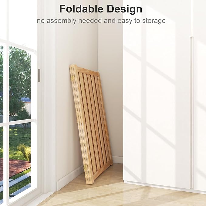 36" Height Extra Tall Freestanding Pet Gate, Solid Wood Folding Safety Fence - Image 6