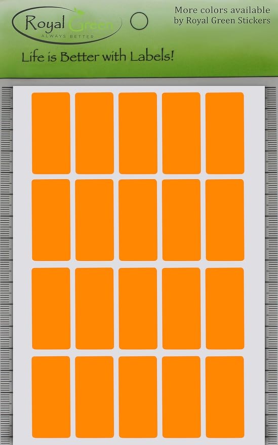 Royal Green Colored Rectangular Stickers in Neon Orange 1.57 inch x 0.75-2000 - Image 4