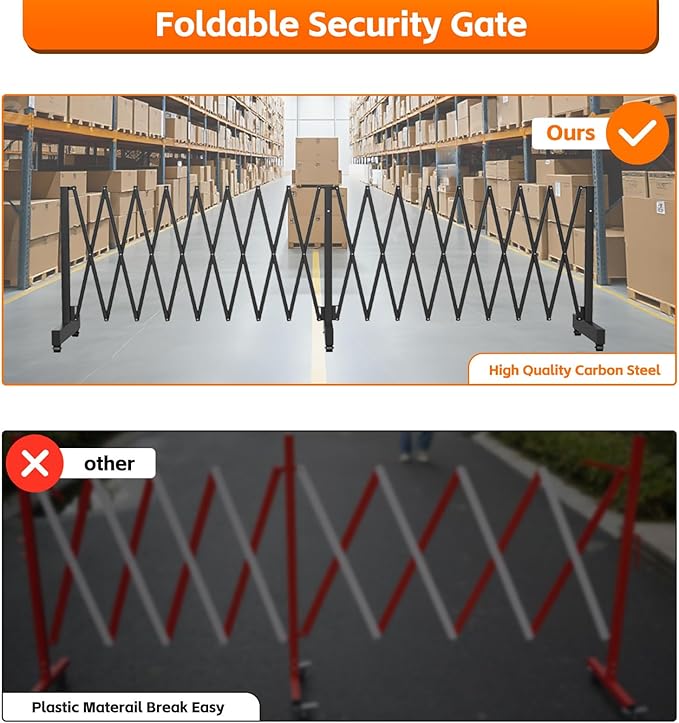 16 FT Industrial Metal Expandable Barricade，Retractable Traffic Fence - Image 7