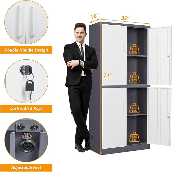 STANI Metal Storage Cabinet, Locking Steel Cabinet - Image 5