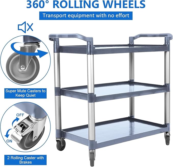 3-Tier Plastic Service Utility Cart - Image 3