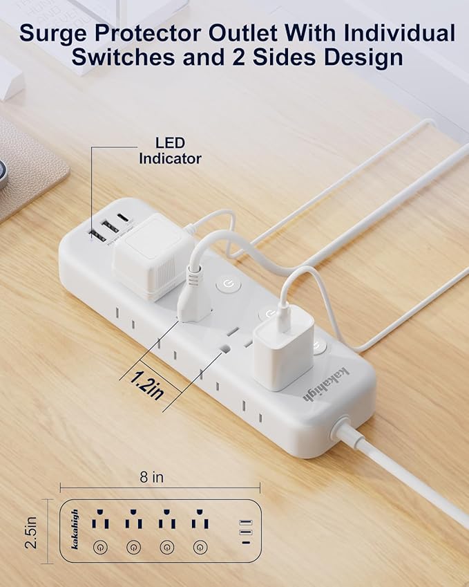 Appliance Extension Cord with Individual Switches on Off - 5 FT - Image 3