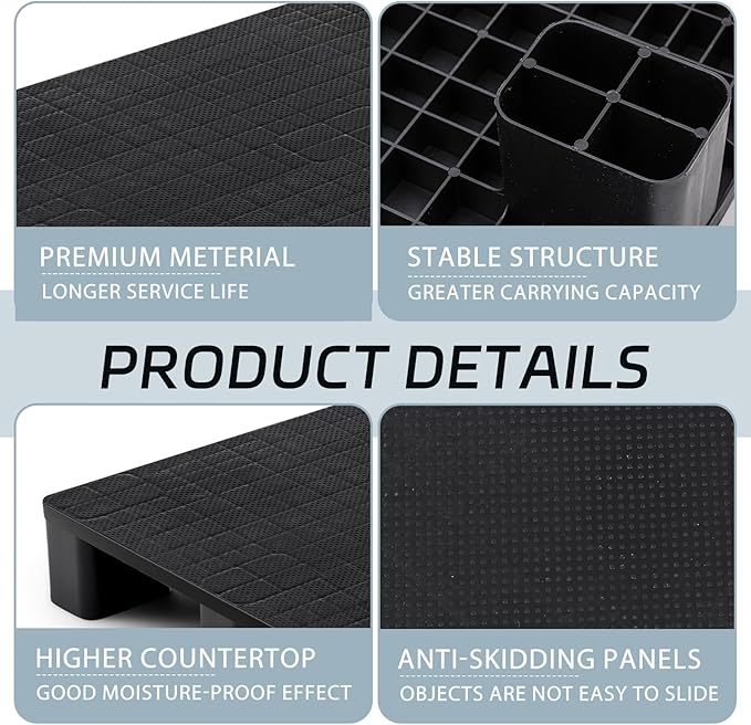 4 Pcs Plastic Pallet for Basement Storage Easy Stack Lightweight Floor Pallet - Image 3