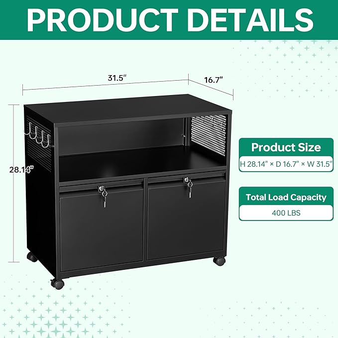 Letaya Mobile 2 Drawer File Cabinet - Image 3