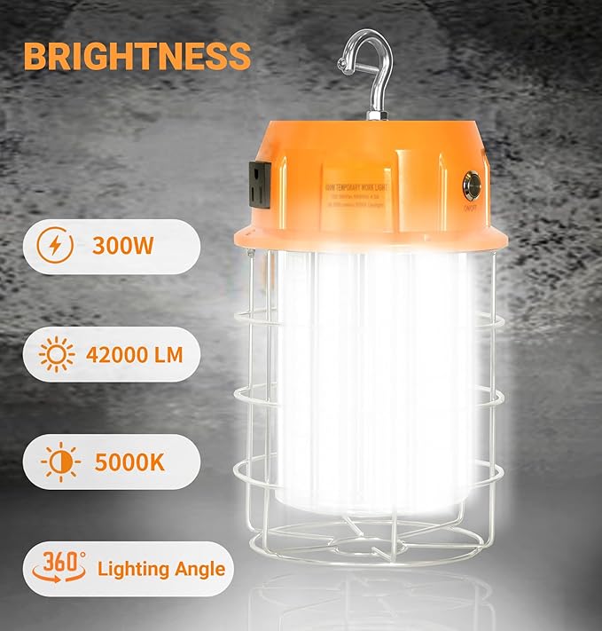 LED Temporary Work Light 300W Portable Hanging Work Construction Light - Image 2