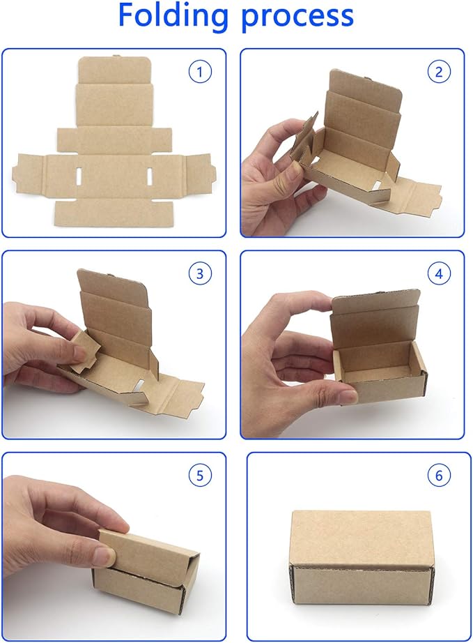 Ellbest 50Pcs Foldable Kraft Boxes Rectangular Boxes Recyclable Cardboard - Image 5