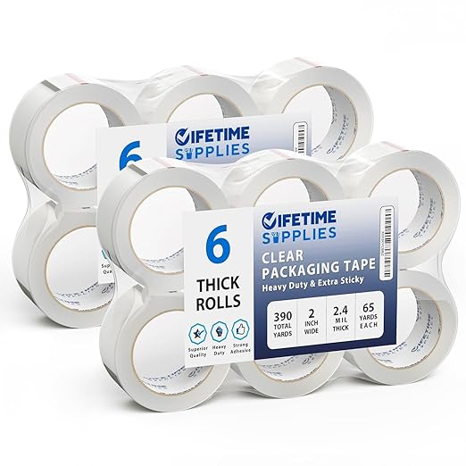12 Rolls | 2.4 mil Clear | 65 Yards Each | 2" Premium Packing Tape Heavy Duty by TopSellingProducts