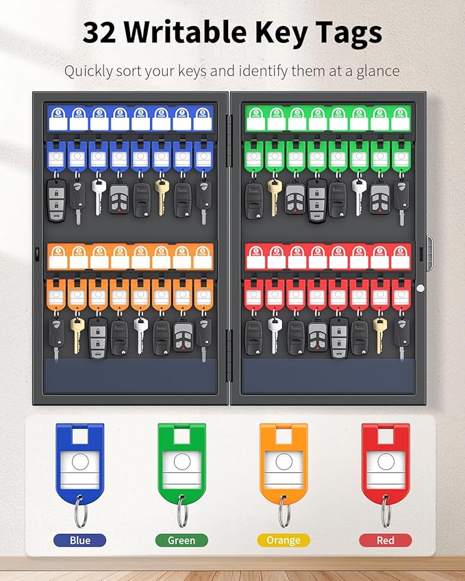 Uniclife 32 Keys Key Lock Box, Wall Mount Key Box, Key Cabinet, Car Key - Image 3