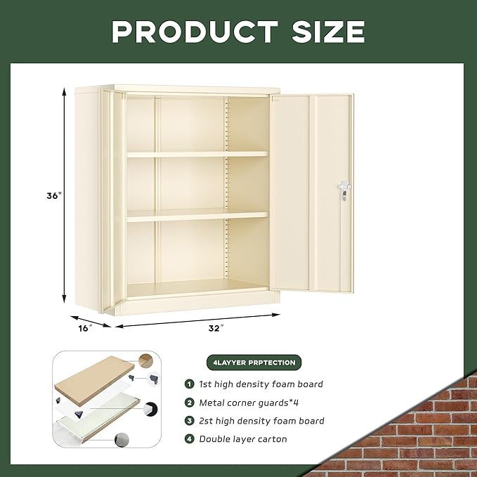 Greenvelly Metal Storage Cabinet, Lockable Storage Cabinets - Image 2