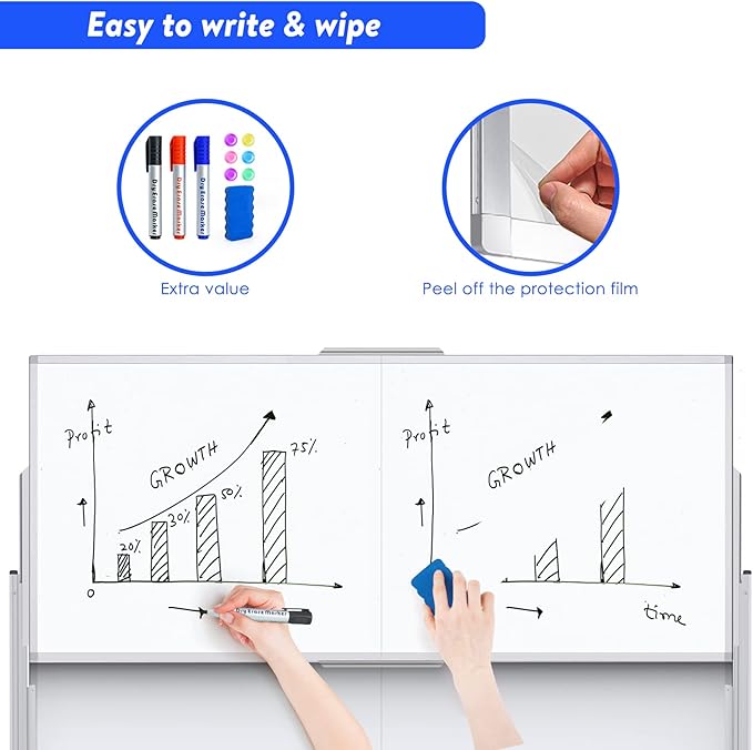 Dry Erase Whiteboard Height Adjustable, 72x60 inches Large Standing Easel White - Image 6