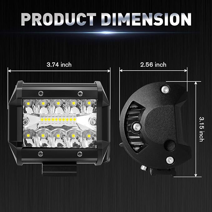 4 Inch 120W LED Light Bar 12000LM Spot Flood Combo Off Road Triple Row Work - Image 2