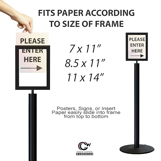 Floor Standing Sign Frame with Steel Low Profile Base, 8.5 inches by 11 inches - Image 2