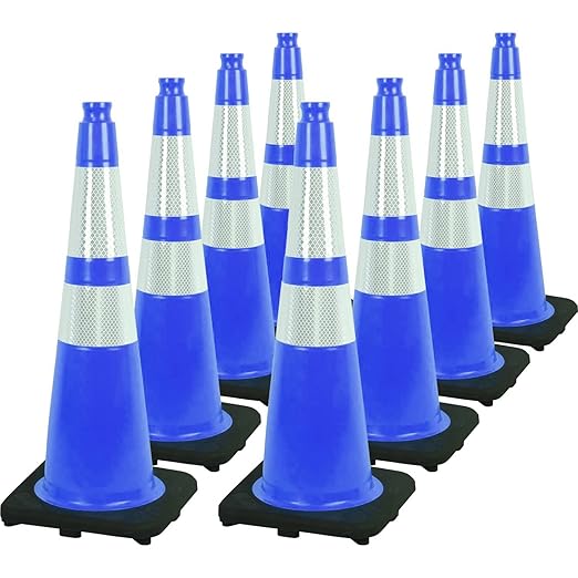 Fluorescent Orange/Green PVC Traffic Cones, Heavy Black Base Parking Lot Cone by OranLite