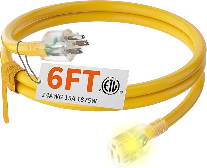 HUANCHAIN 6 ft 14/3 Gauge Heavy Duty Outdoor Extension Cord Waterproof by huanchain