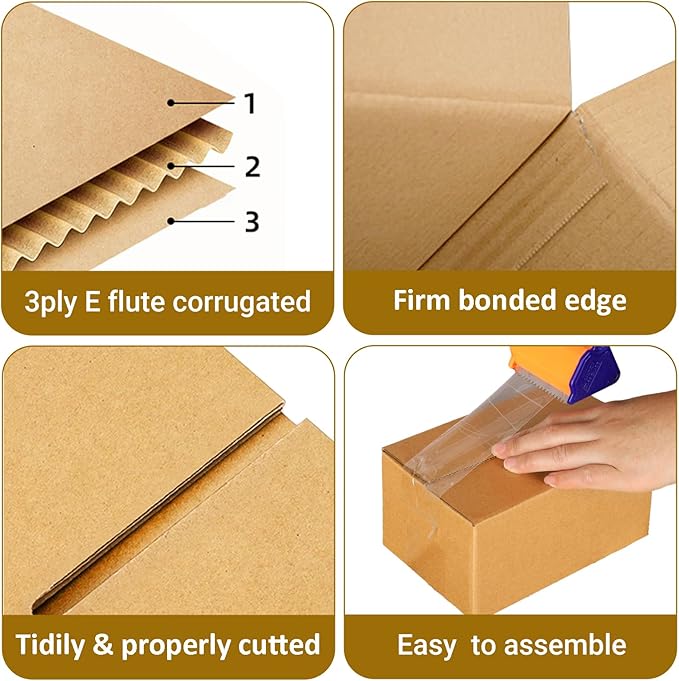 40 Pack 6x4x3 inch Corrugated Boxes Mailer- Corrugated Cardboard Mailer - Image 3
