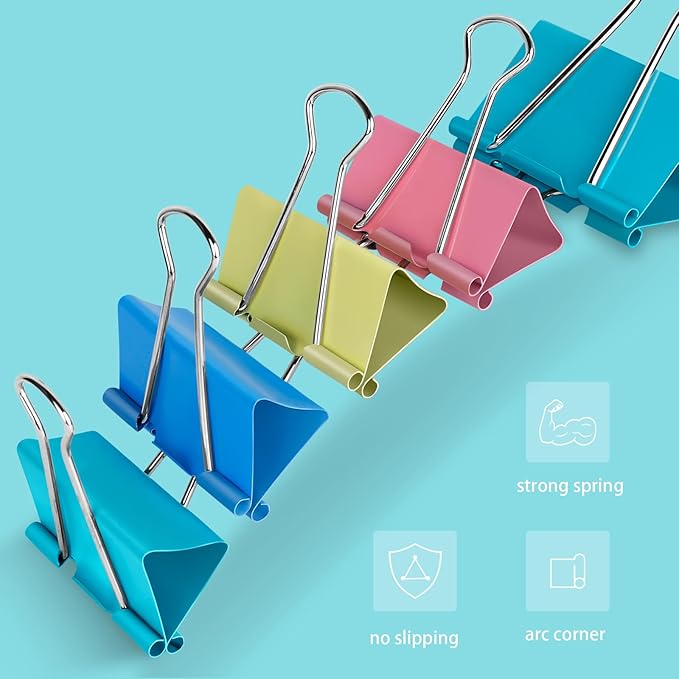Ufmarine Colored Jumbo Binder Clips 2.4 inch, Extra Large Binder Clips - Image 4