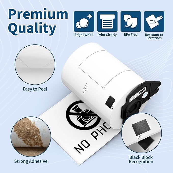 12 Rolls 2160 Labels for Brother DK 1247, 4.07"x6.4" Compatible Die-Cut Wide - Image 3