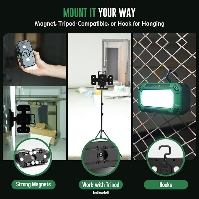 50W 5000LM Rechargeable Work Light, 3-in-1 Magnetic Work Light - Image 7