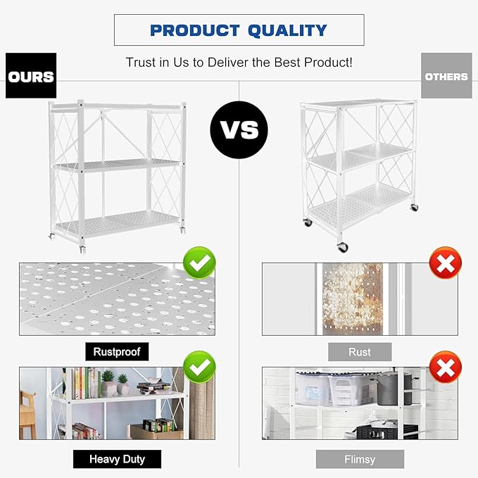 Lifetime Home 3-Tier Foldable Storage Shelf - Image 4