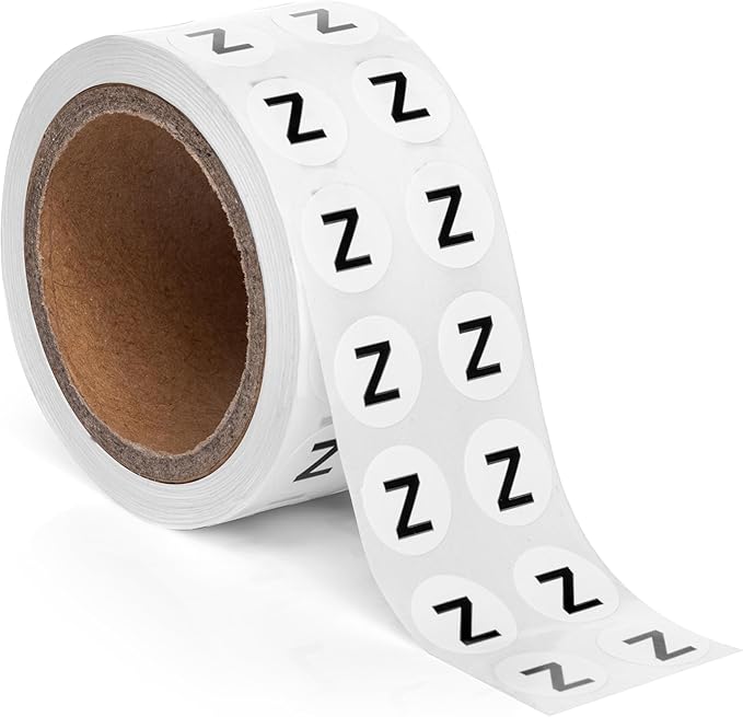 1000pcs Letter Z Stickers, 0.5" Letter Sticker Dot Labels by SutterSigns