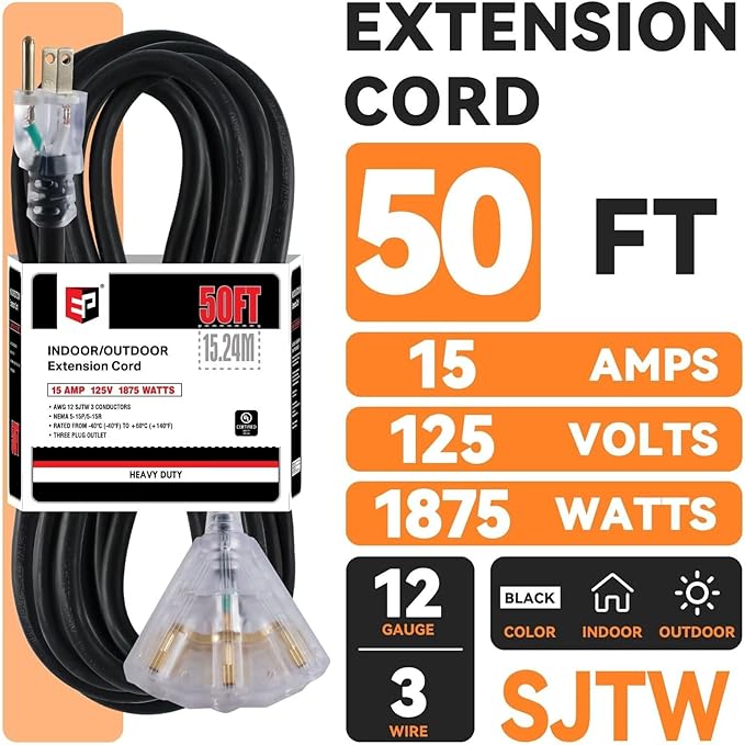 EP 50 Ft Lighted Outdoor Extension Cord - Image 2