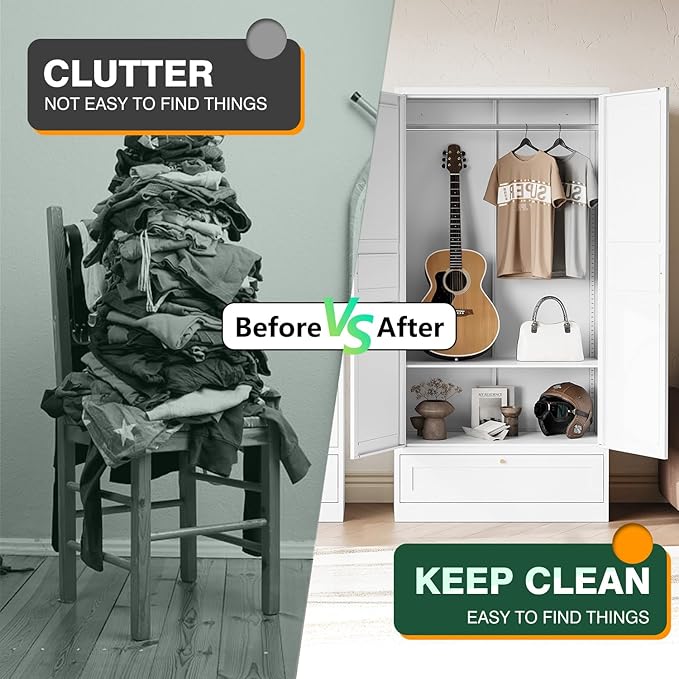 Letaya Wardrobe Closet, Bedroom Armoire Cabinet Clothes Organizer - Image 9