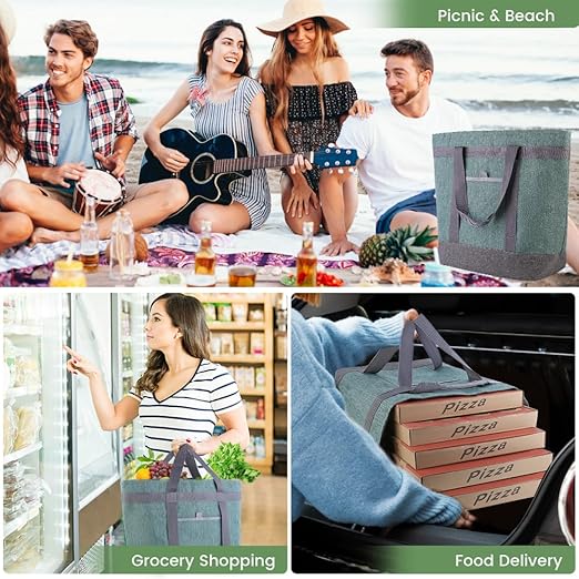 Insulated Reusable Tote Bag for Grocery Shopping for Women/Men, Waterproof - Image 6