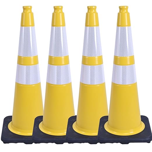 BESEA 4PACK 28” inch Traffic Safety Cones Yellow Road Parking Cones Heavy Duty by BeSea