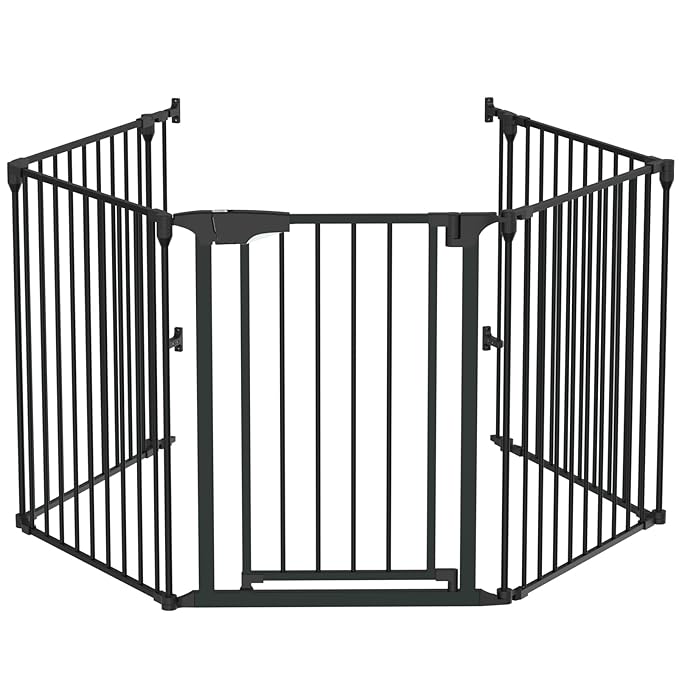 Bonnlo 120 Inches Wide Configurable Baby Gate, Fireplace Safety Fence/Guard by Bonnlo