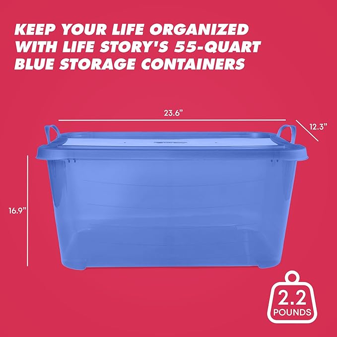 Life Story 6 Pack Light Duty Stackable Storage Bin, 55 Quart Home Organizer - Image 3
