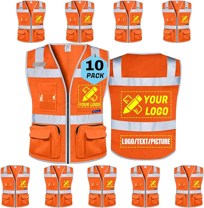 BeautyWill Custom Logo Safety Vest Class 2 High Visibility Reflective Vest by BeautyWill