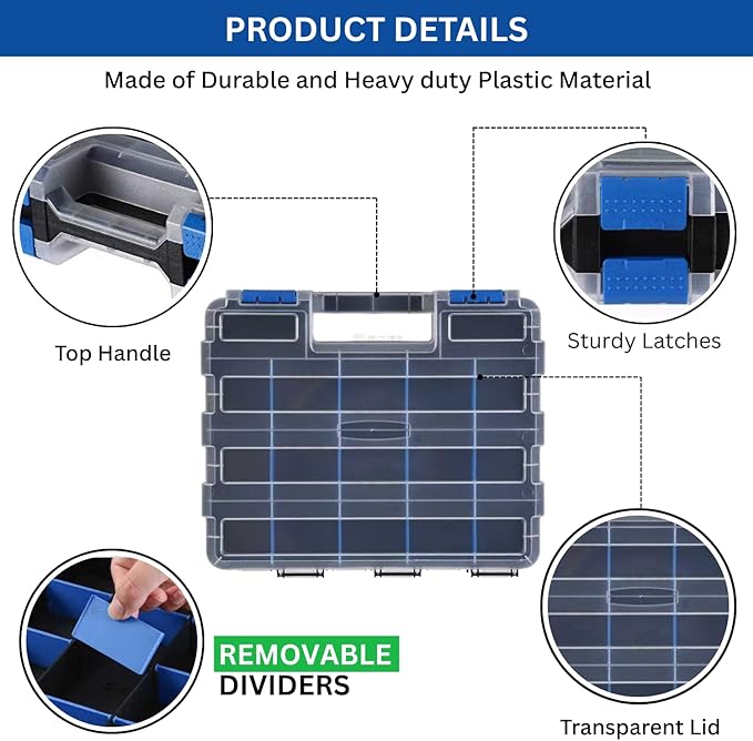 Andalus Tools Organizer Box, Small Parts Storage 34-Compartment Double-Sided - Image 6