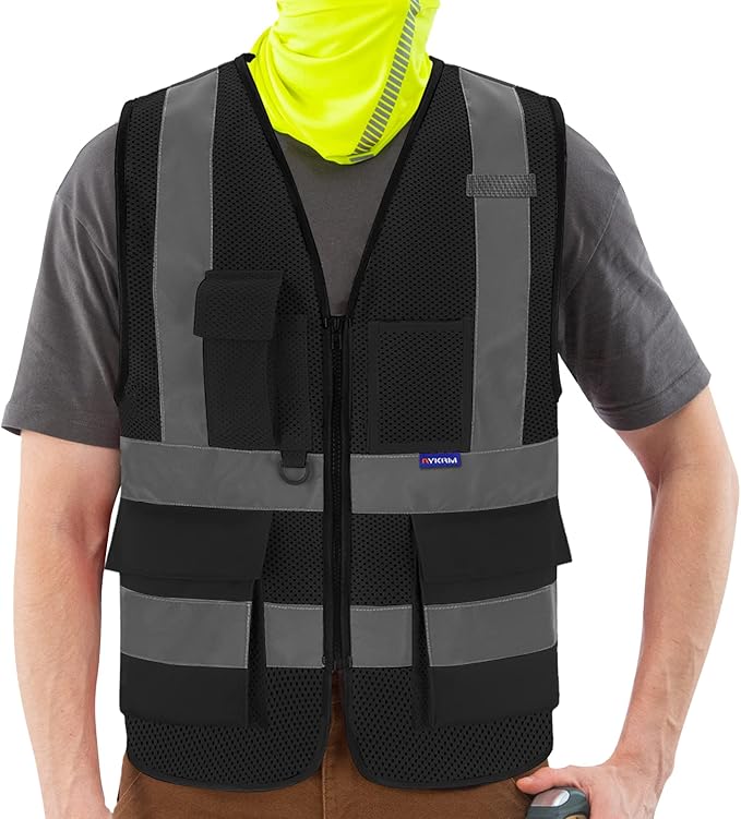 Black safety vest mesh for men small by A-SAFETY