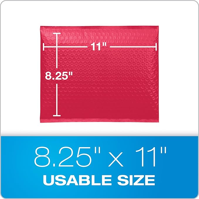 Quality Park Bubble Mailers, 8.25 x 11 Shipping Envelopes, Water Resistant Red - Image 6