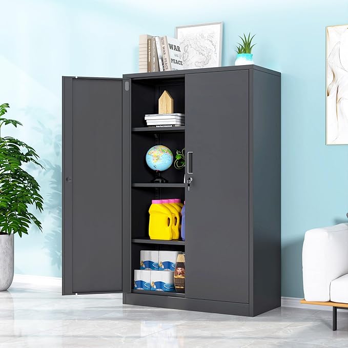 Metal Storage Cabinet with Locking Doors and 3 Adjustable Shelves, 53.5-Inch - Image 9