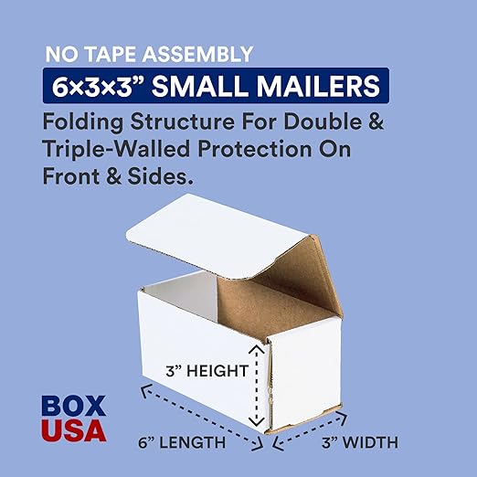 BOX USA Shipping Boxes Small 6"L x 3"W x 3"H, Moving and Storage 633 - Image 2