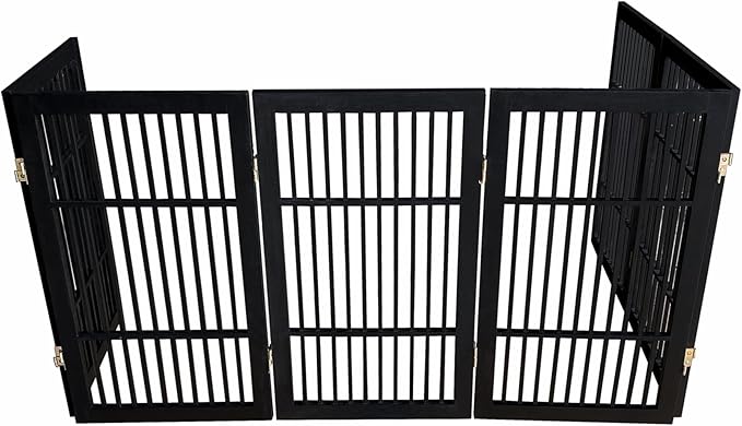 Pet Dog Gate Strong and Durable Freestanding Folding Acacia Hardwood Portable - Image 9