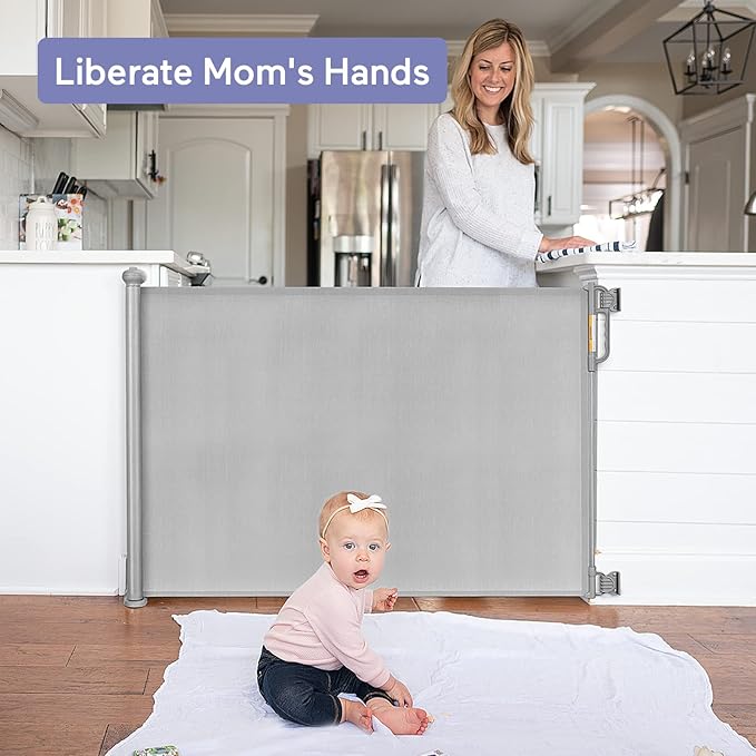 Momcozy Retractable Baby Gate, Extends up to 55" Wide, Child Safety Baby Gates - Image 9