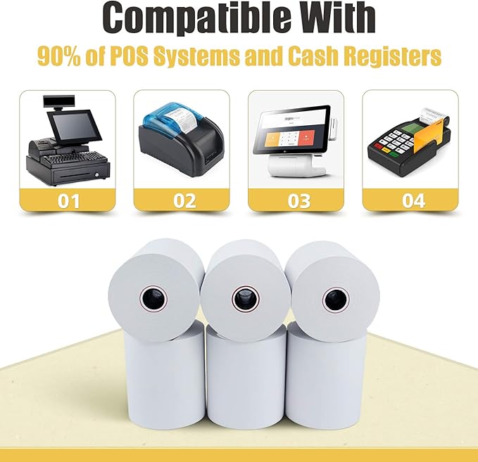 3-1/8 X 230 ft Thermal Credit Card Paper, 80mm Fits Most POS Machines and Cash - Image 7