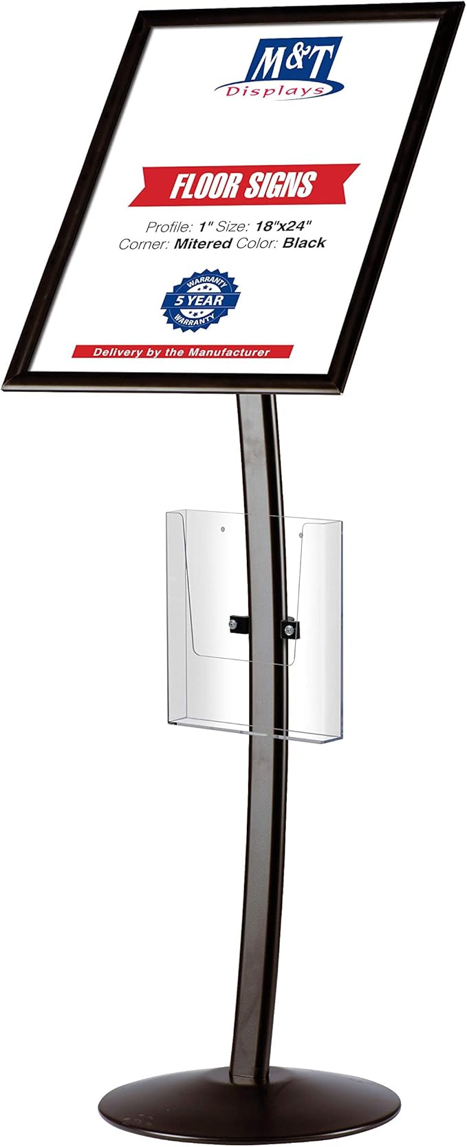 M&T Displays Curved Menu Board 18x24 Inch Pedestal Sign Holder by MTDisplays