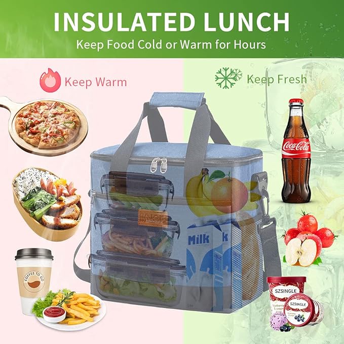 Iknoe Large Cooler Bag Collapsible 24 Can Insulated Bags Leakproof Lunch Cooler - Image 3